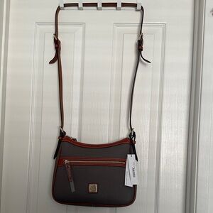 Dooney & Bourke Brown Crossbody with Burnt Orange Trim
